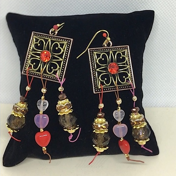 Jewelry - “Hearts and Chocolate “ earrings on Softflex beading wire